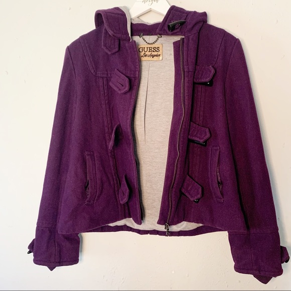 Guess Purple Peacoat Jacket with Hood - Picture 2 of 3